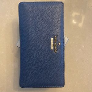 Leather Kate Spade Wallet in Consell Blue